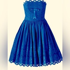 Betsey Johnson Royal Blue Lace Strapless Womens Dress size Small